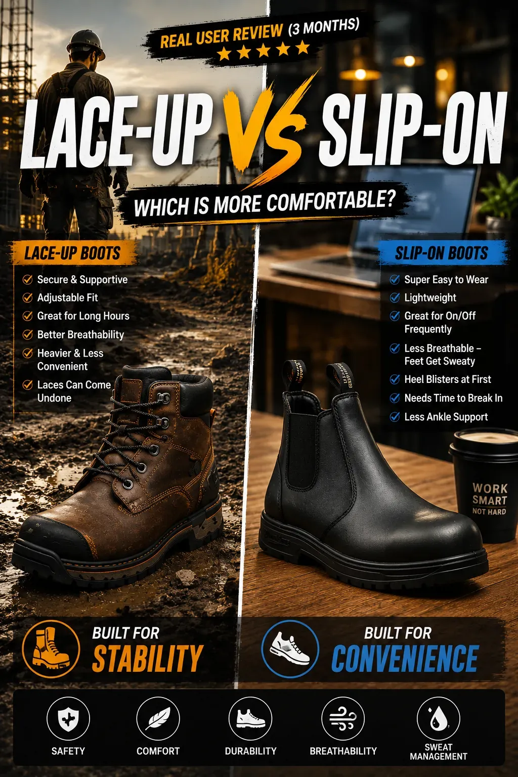 Pull-On vs. Lace-Up Safety Boots: Which is Best for You? (2026 Curation)